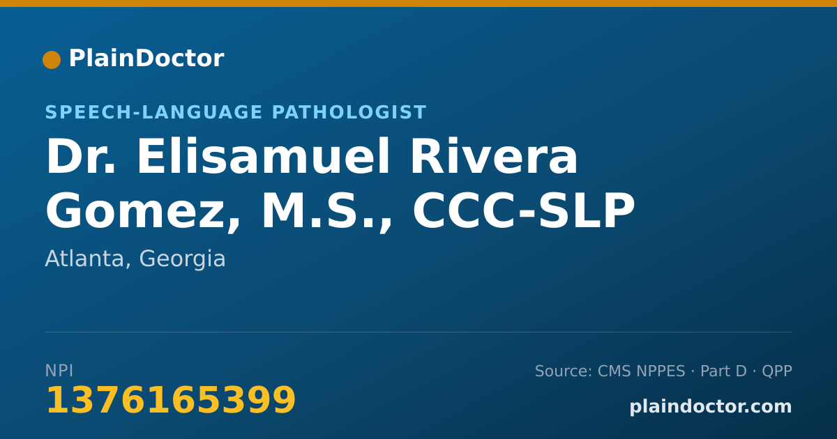 Shareable card for Elisamuel Rivera Gomez, M.S., CCC-SLP - Speech-Language Pathologist, Atlanta, GA