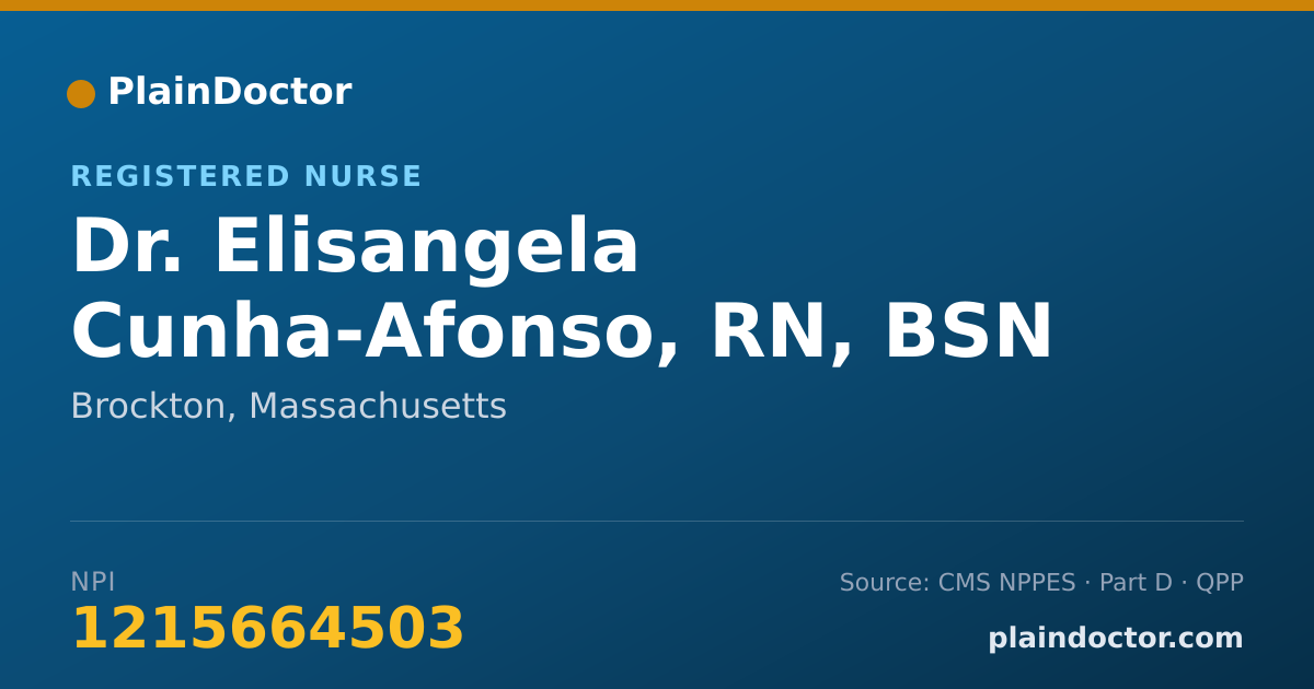 Shareable card for Elisangela Cunha-Afonso, RN, BSN - Registered Nurse, Brockton, MA