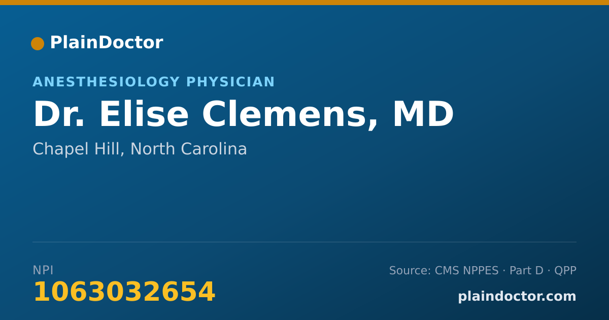 Shareable card for Elise Clemens, MD - Anesthesiology Physician, Chapel Hill, NC