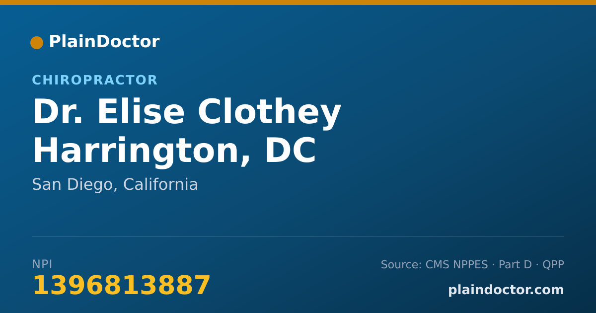 Shareable card for Elise Clothey Harrington, DC - Chiropractor, San Diego, CA