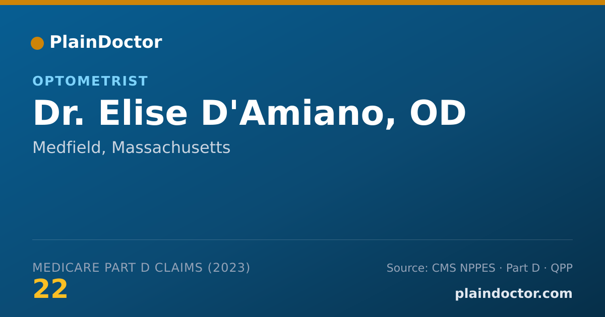 Shareable card for Elise D'Amiano, OD - Optometrist, Medfield, MA