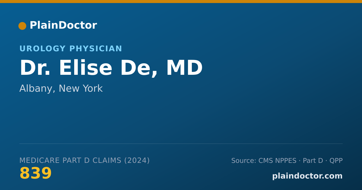Shareable card for Elise De, MD - Urology Physician, Albany, NY