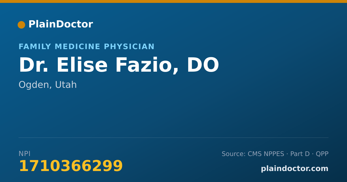 Shareable card for Elise Fazio, DO - Family Medicine Physician, Ogden, UT