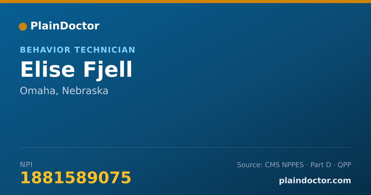 Shareable card for Elise Fjell - Behavior Technician, Omaha, NE