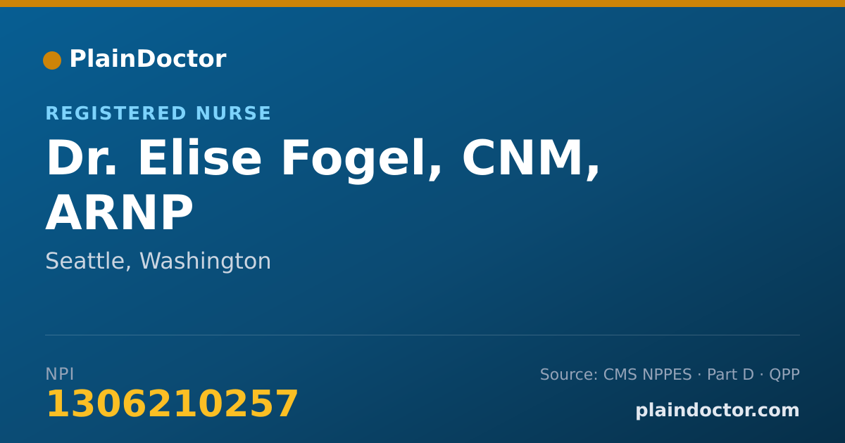 Shareable card for Elise Fogel, CNM, ARNP - Registered Nurse, Seattle, WA