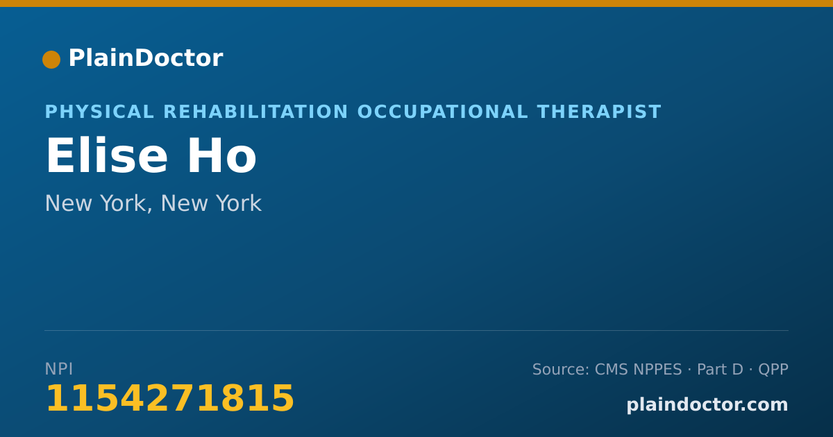 Shareable card for Elise Ho - Physical Rehabilitation Occupational Therapist, New York, NY