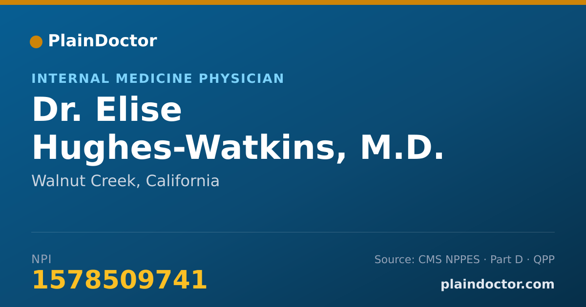 Shareable card for Elise Hughes-Watkins, M.D. - Internal Medicine Physician, Walnut Creek, CA