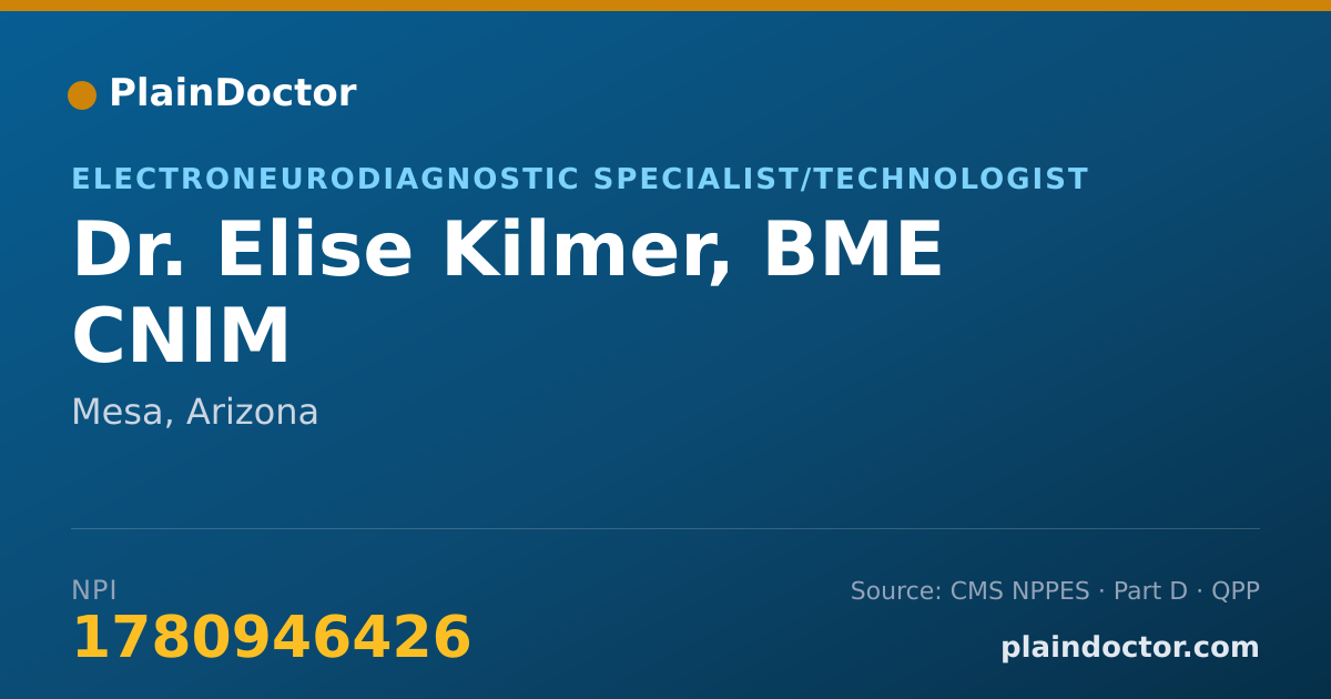 Shareable card for Elise Kilmer, BME CNIM - Electroneurodiagnostic Specialist/Technologist, Mesa, AZ