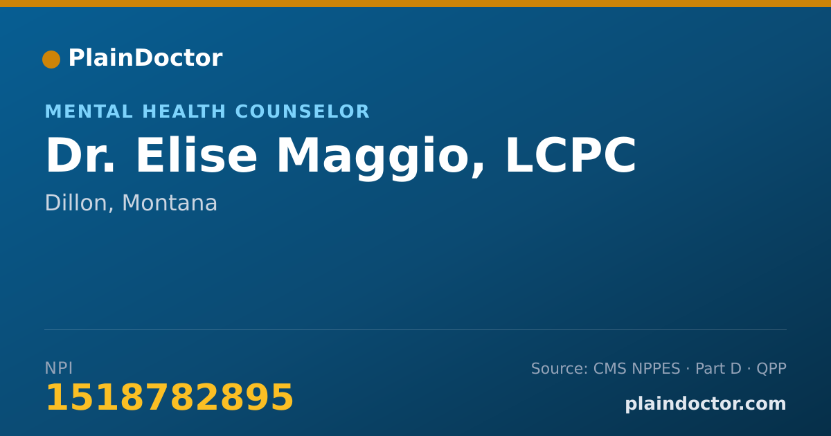 Shareable card for Elise Maggio, LCPC - Mental Health Counselor, Dillon, MT