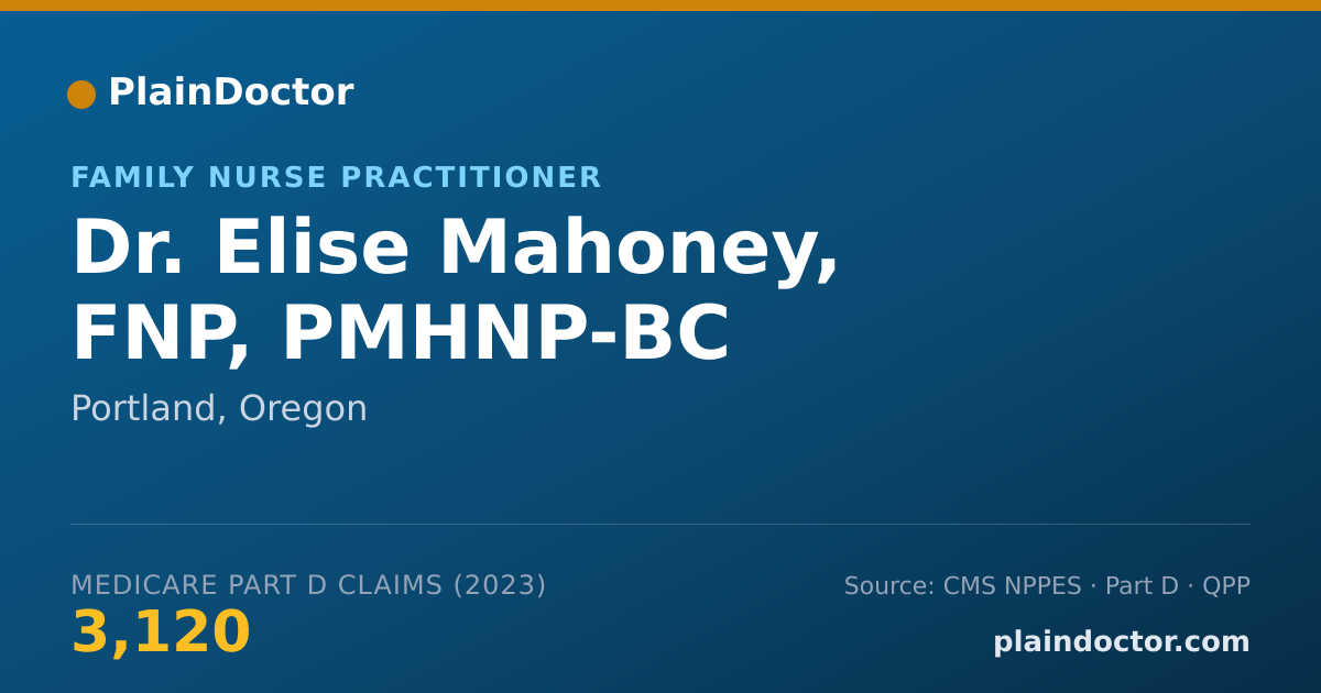 Shareable card for Elise Mahoney, FNP, PMHNP-BC - Family Nurse Practitioner, Portland, OR