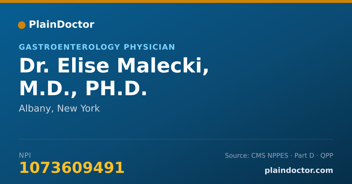 Shareable card for Elise Malecki, M.D., PH.D. - Gastroenterology Physician, Albany, NY