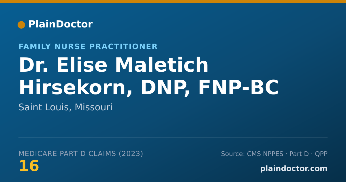 Shareable card for Elise Maletich Hirsekorn, DNP, FNP-BC - Family Nurse Practitioner, Saint Louis, MO