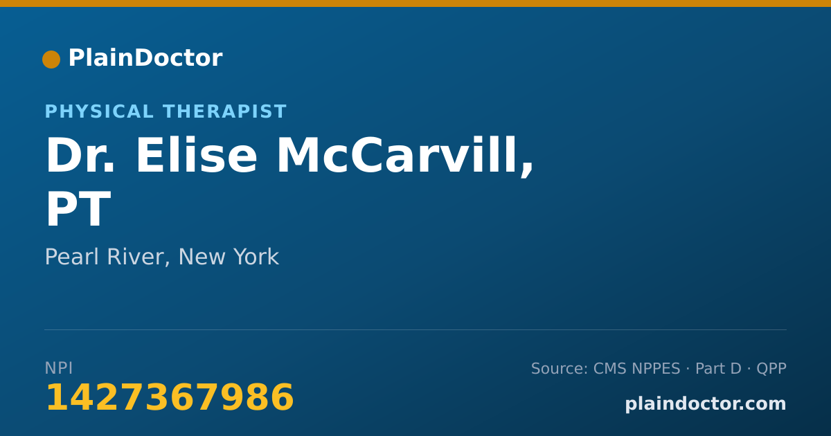 Shareable card for Elise McCarvill, PT - Physical Therapist, Pearl River, NY