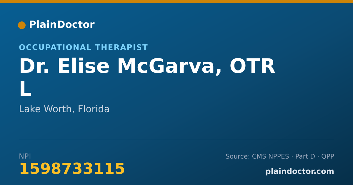 Shareable card for Elise McGarva, OTR L - Occupational Therapist, Lake Worth, FL