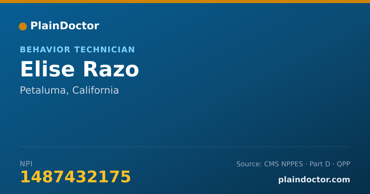 Shareable card for Elise Razo - Behavior Technician, Petaluma, CA