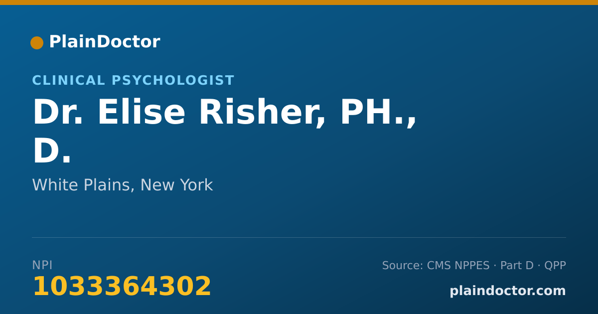 Shareable card for Elise Risher, PH., D. - Clinical Psychologist, White Plains, NY
