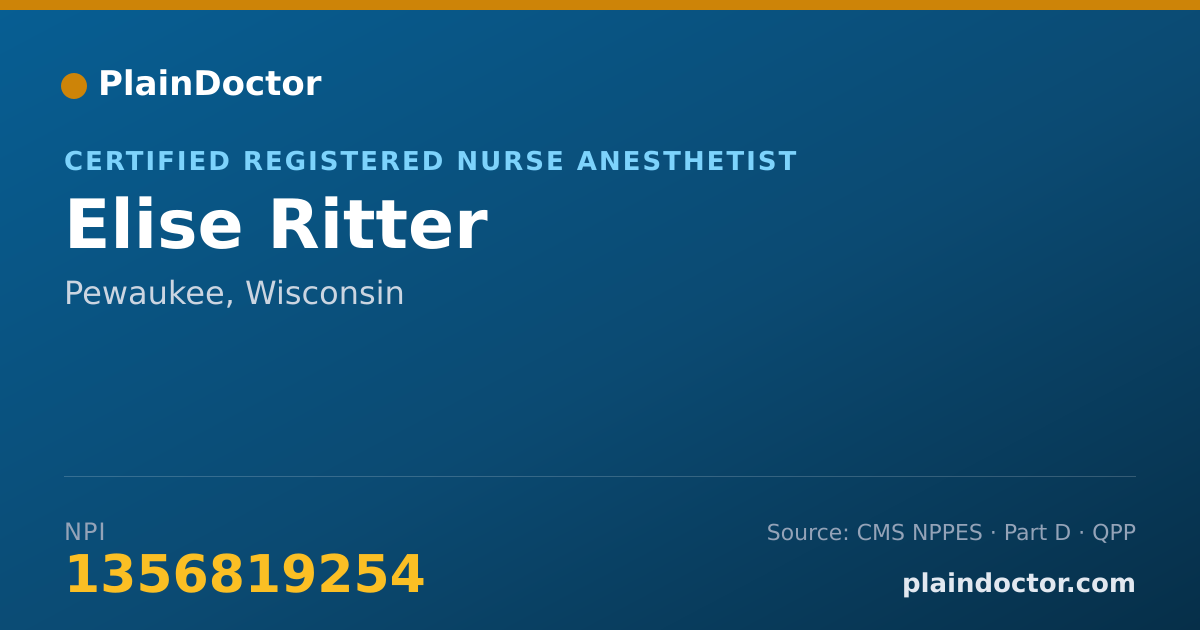 Shareable card for Elise Ritter - Certified Registered Nurse Anesthetist, Pewaukee, WI