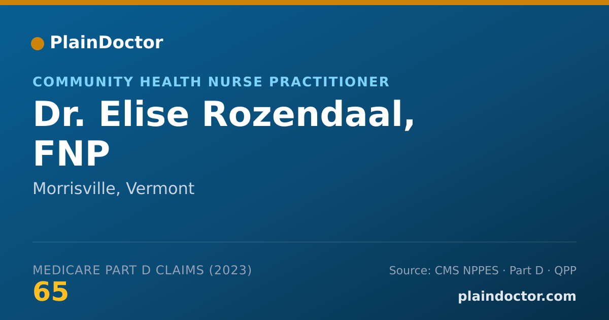 Shareable card for Elise Rozendaal, FNP - Community Health Nurse Practitioner, Morrisville, VT