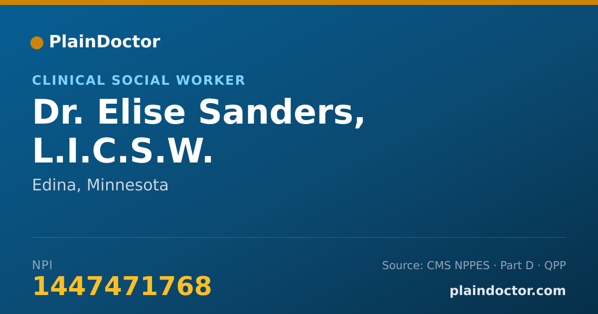 Shareable card for Elise Sanders, L.I.C.S.W. - Clinical Social Worker, Edina, MN