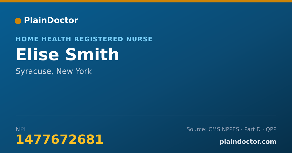 Shareable card for Elise Smith - Home Health Registered Nurse, Syracuse, NY