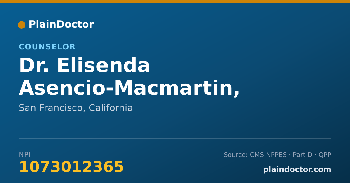 Shareable card for Elisenda Asencio-Macmartin, LCSW - Counselor, San Francisco, CA