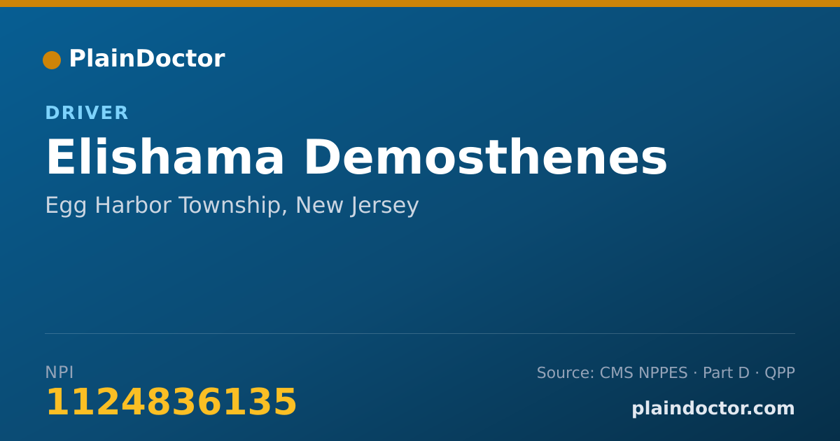Shareable card for Elishama Demosthenes - Driver, Egg Harbor Township, NJ
