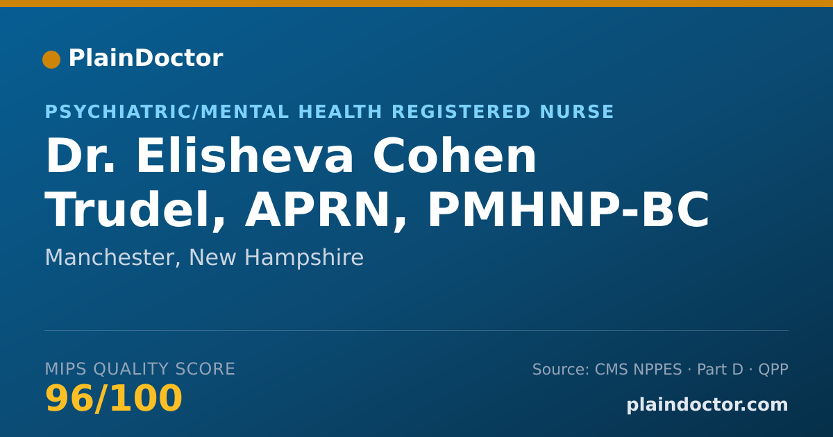 Shareable card for Elisheva Cohen Trudel, APRN, PMHNP-BC - Psychiatric/Mental Health Registered Nurse, Manchester, NH
