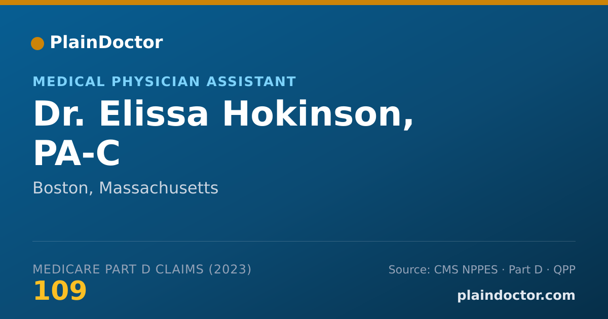 Shareable card for Elissa Hokinson, PA-C - Medical Physician Assistant, Boston, MA