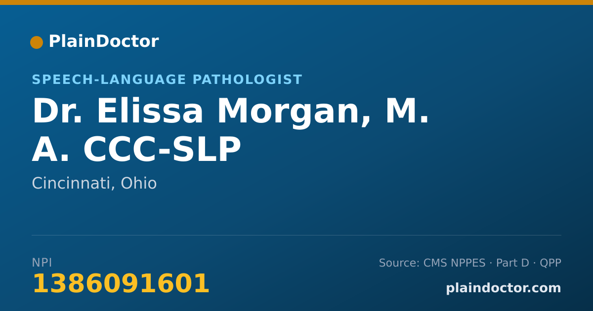 Shareable card for Elissa Morgan, M. A. CCC-SLP - Speech-Language Pathologist, Cincinnati, OH