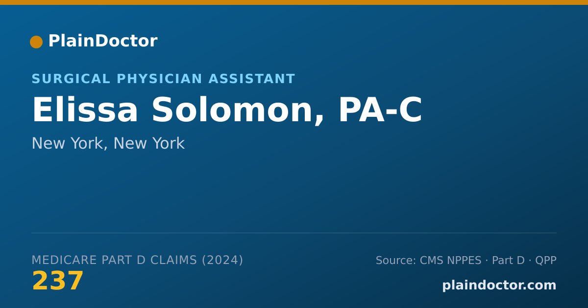 Shareable card for Elissa Solomon, PA-C - Physician Assistant, New York, NY