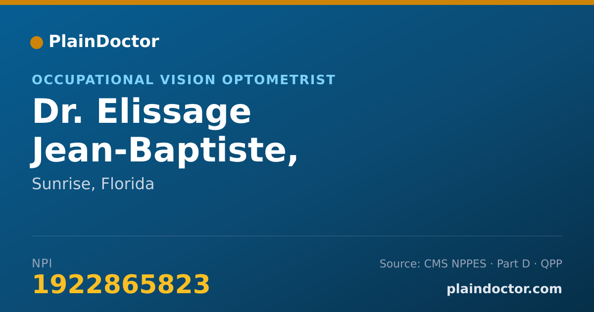 Shareable card for Elissage Jean-Baptiste, LICENSED OPTICIAN - Occupational Vision Optometrist, Sunrise, FL
