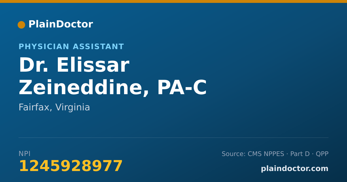 Shareable card for Elissar Zeineddine, PA-C - Physician Assistant, Fairfax, VA