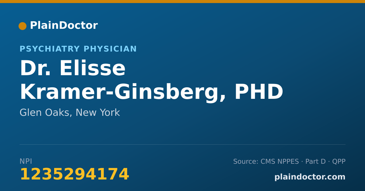 Shareable card for Elisse Kramer-Ginsberg, PHD - Psychiatry Physician, Glen Oaks, NY