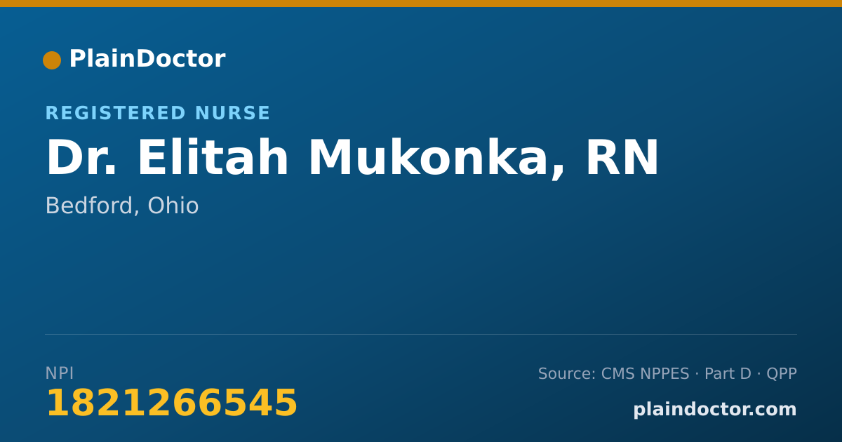 Shareable card for Elitah Mukonka, RN - Registered Nurse, Bedford, OH