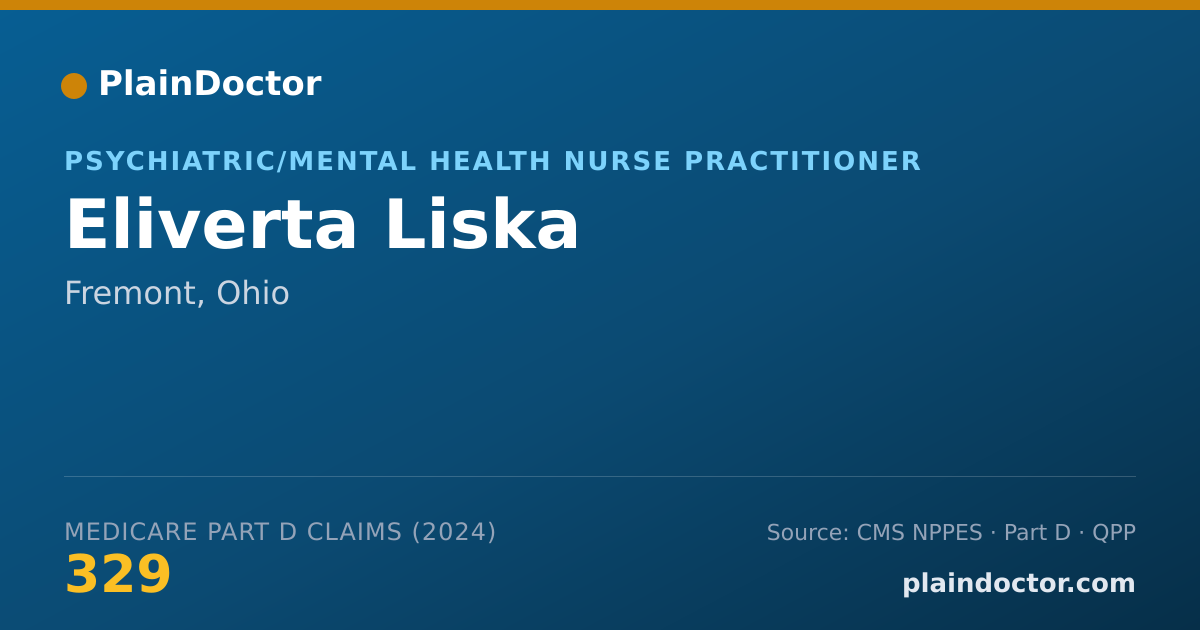 Shareable card for Eliverta Liska - Psychiatric/Mental Health Nurse Practitioner, Fremont, OH