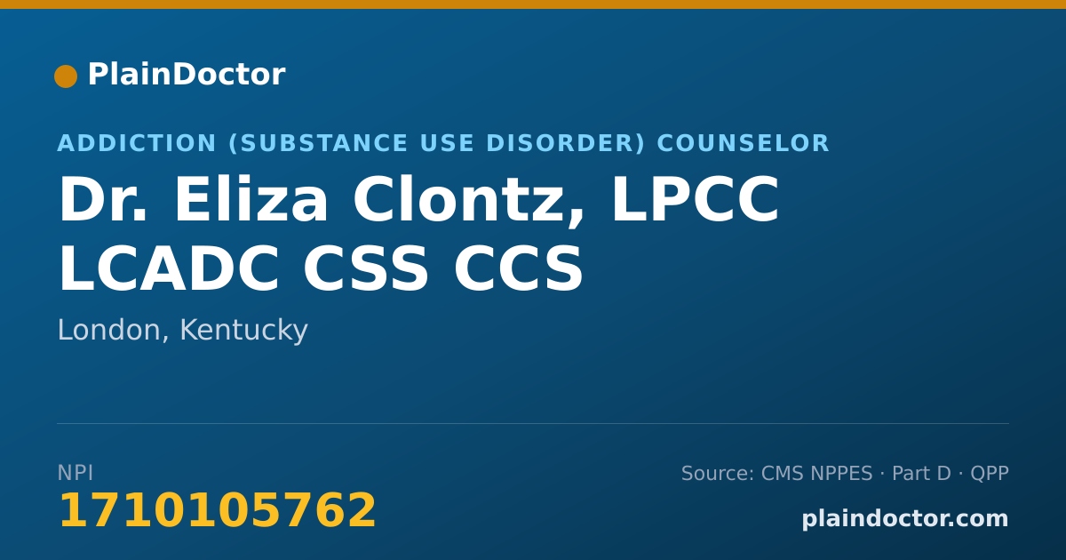 Shareable card for Eliza Clontz, LPCC LCADC CSS CCS - Addiction (Substance Use Disorder) Counselor, London, KY