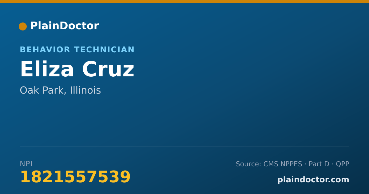 Shareable card for Eliza Cruz - Behavior Technician, Oak Park, IL