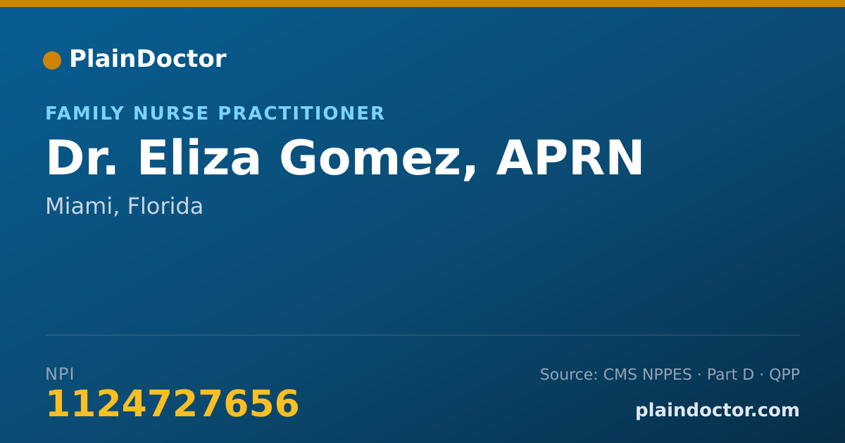 Shareable card for Eliza Gomez, APRN - Family Nurse Practitioner, Miami, FL