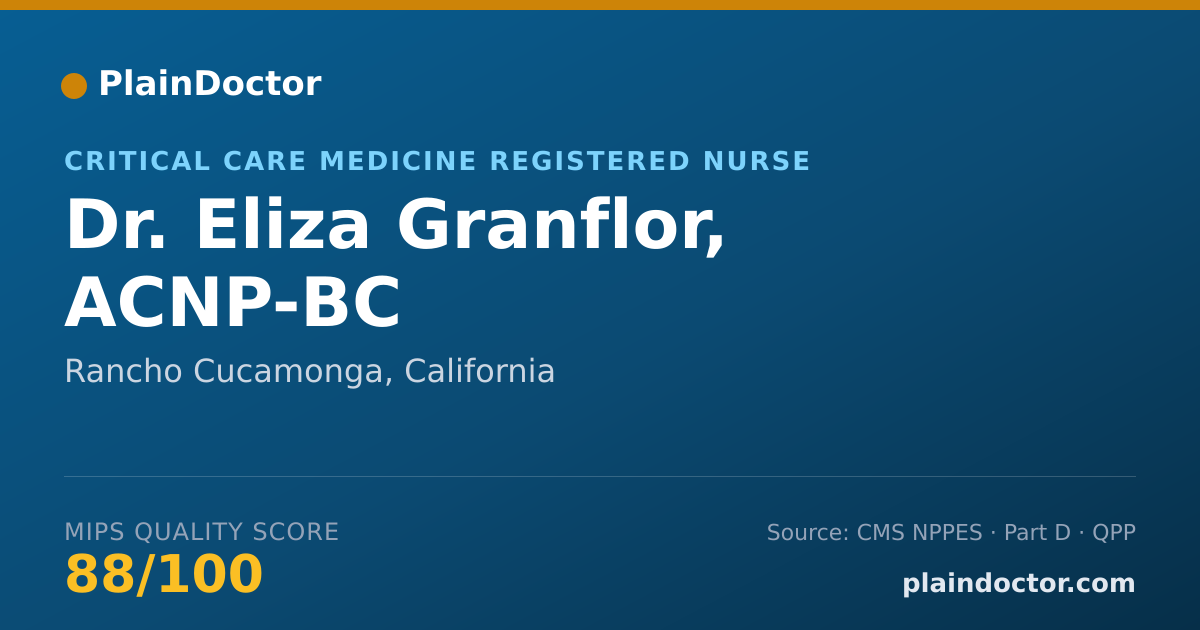 Shareable card for Eliza Granflor, ACNP-BC - Critical Care Medicine Registered Nurse, Rancho Cucamonga, CA