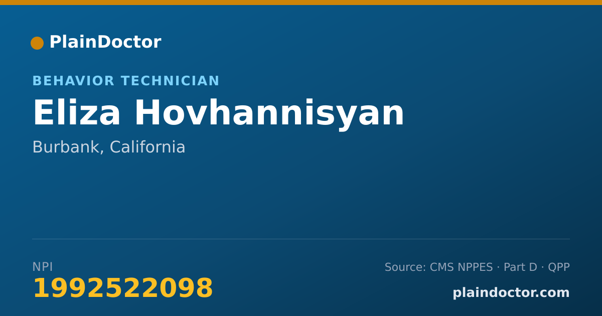 Shareable card for Eliza Hovhannisyan - Behavior Technician, Burbank, CA