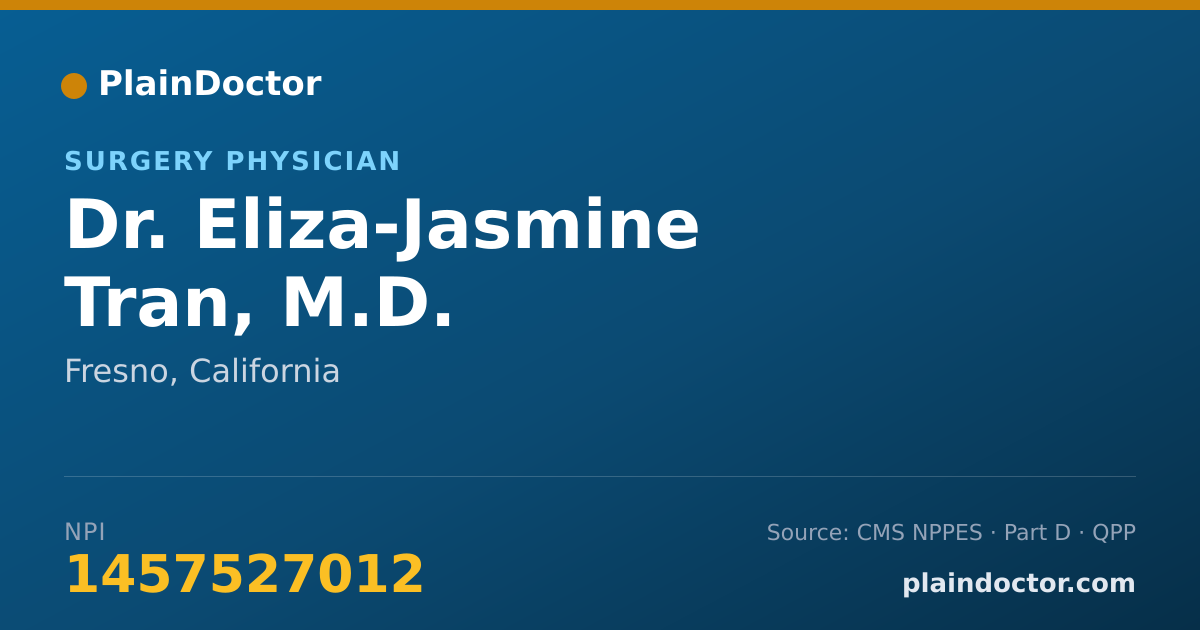 Shareable card for Eliza-Jasmine Tran, M.D. - Surgery Physician, Fresno, CA