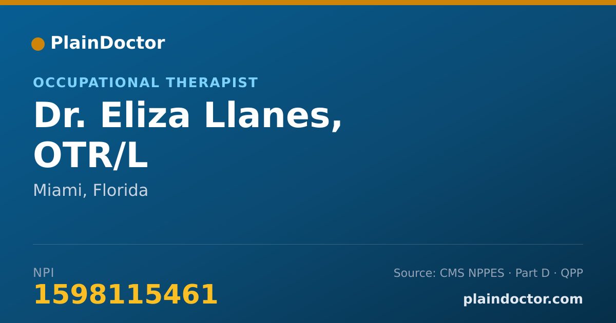 Shareable card for Eliza Llanes, OTR/L - Occupational Therapist, Miami, FL