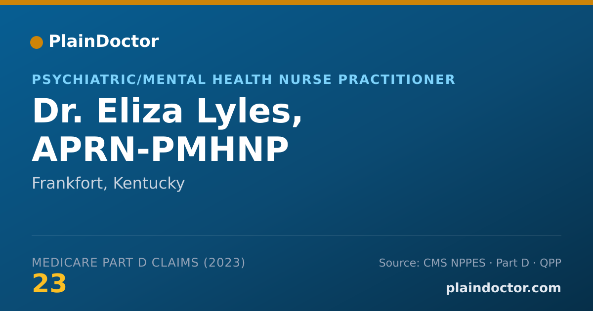 Shareable card for Eliza Lyles, APRN-PMHNP - Psychiatric/Mental Health Nurse Practitioner, Frankfort, KY