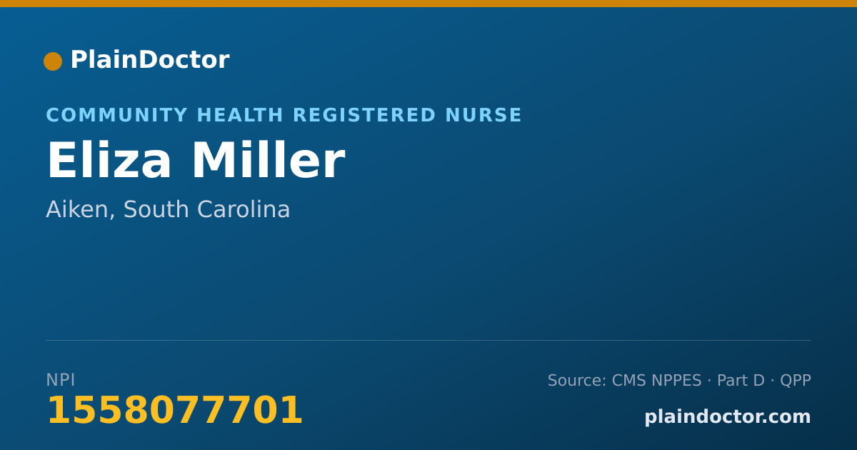 Shareable card for Eliza Miller - Community Health Registered Nurse, Aiken, SC