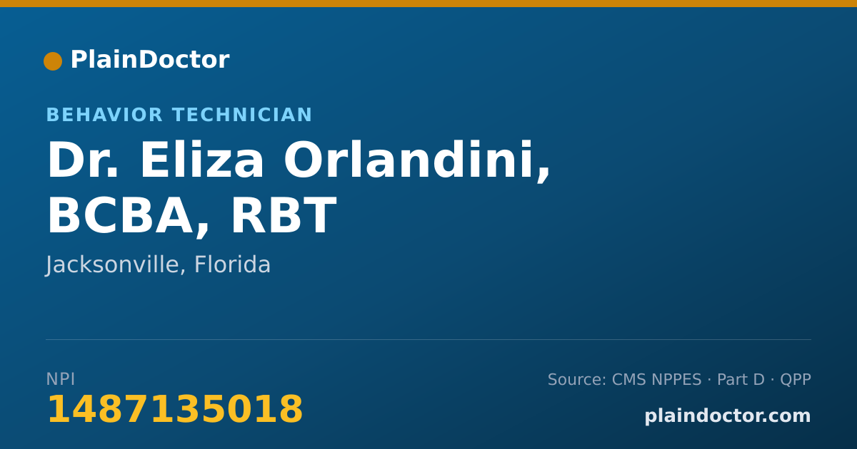 Shareable card for Eliza Orlandini, BCBA, RBT - Behavior Technician, Jacksonville, FL