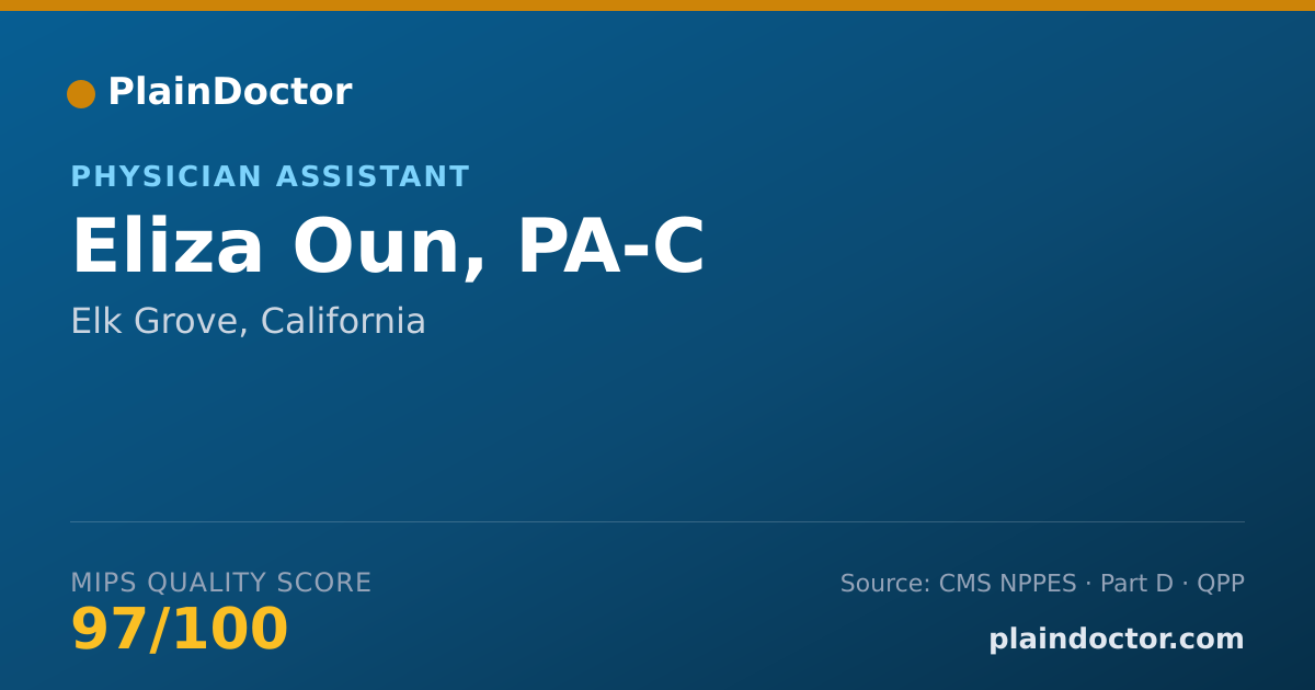 Shareable card for Eliza Oun, PA-C - Physician Assistant, Elk Grove, CA