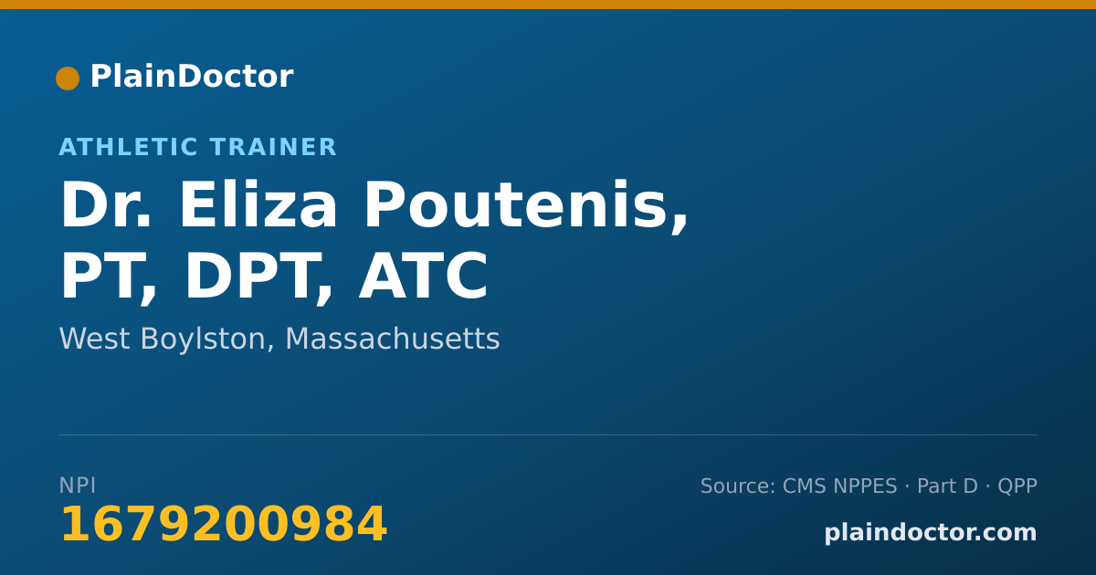 Shareable card for Eliza Poutenis, PT, DPT, ATC - Athletic Trainer, West Boylston, MA