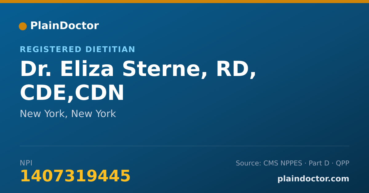 Shareable card for Eliza Sterne, RD, CDE,CDN - Registered Dietitian, New York, NY