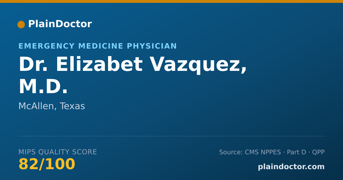 Shareable card for Elizabet Vazquez, M.D. - Emergency Medicine Physician, McAllen, TX