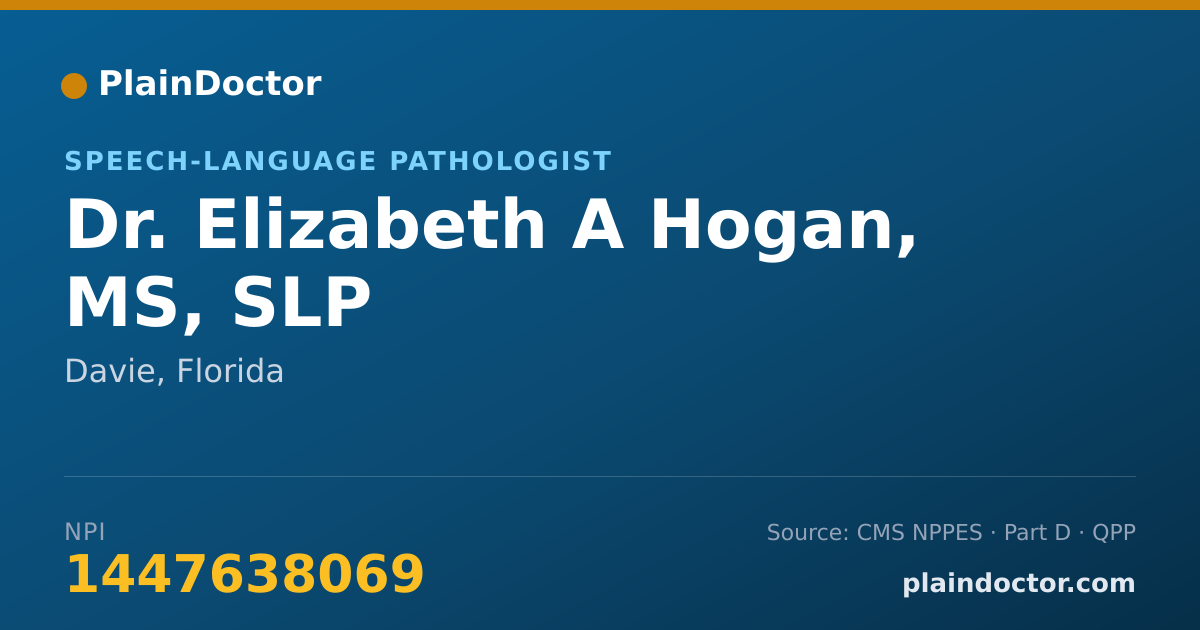 Shareable card for Elizabeth A Hogan, MS, SLP - Speech-Language Pathologist, Davie, FL
